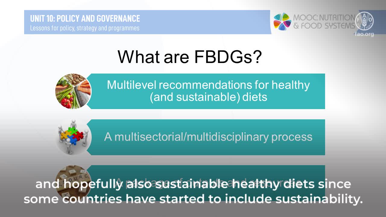 Recommandations alimentaires pour informer les politiques et les programmes de transformation des systèmes alimentaires