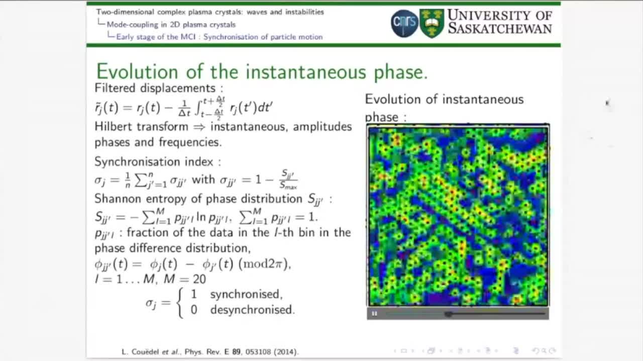 Webséminaire : Études expérimentales de cristaux coulombiens bidimensionnels dans les plasmas: ondes et instabilité  (Lénaïc Couëdel)
