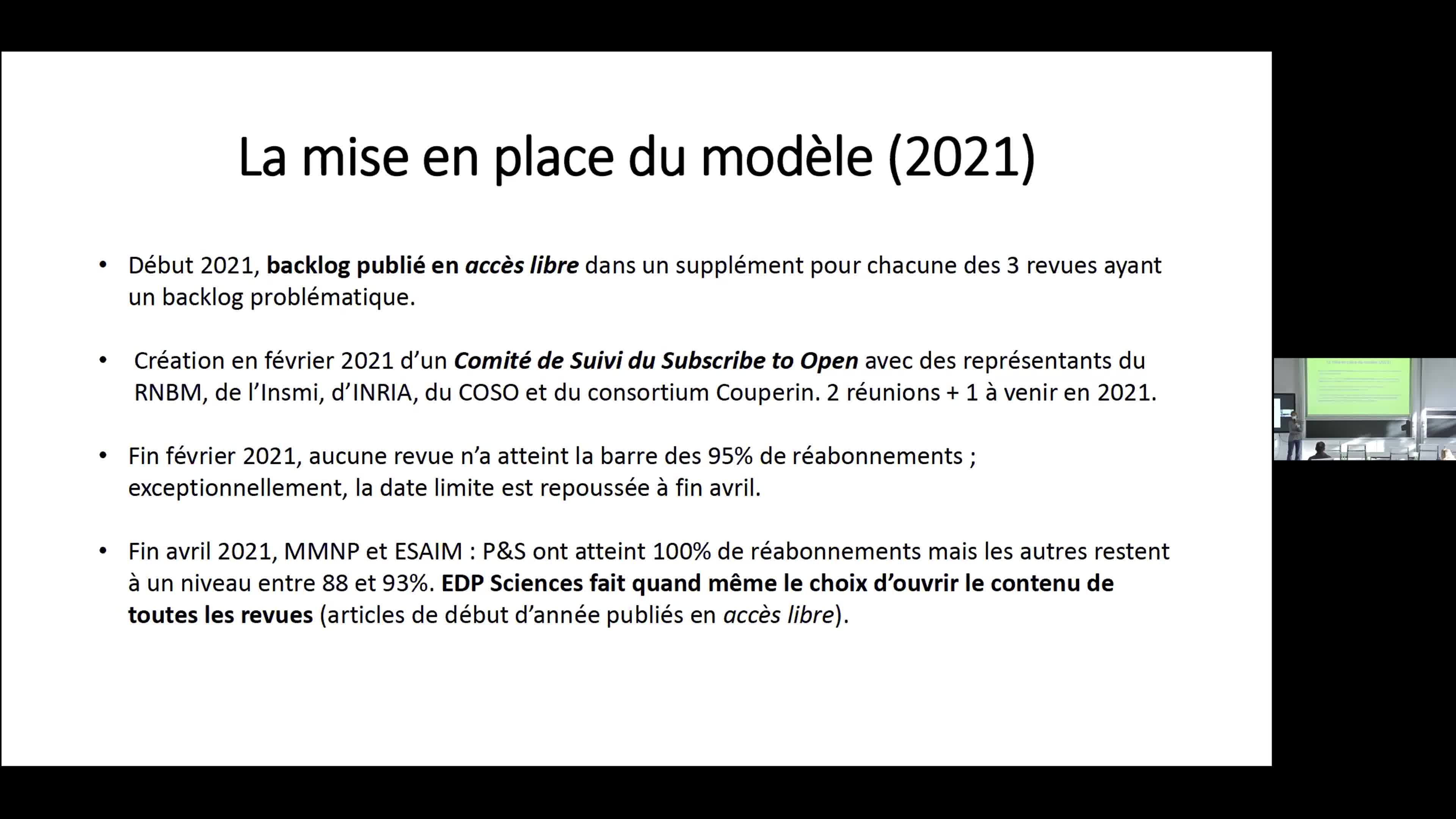 Implémentation du modèle  » Subscribe to open » pour l’ouverture des revues EDP Sciences & SMAI, Amandine Véber