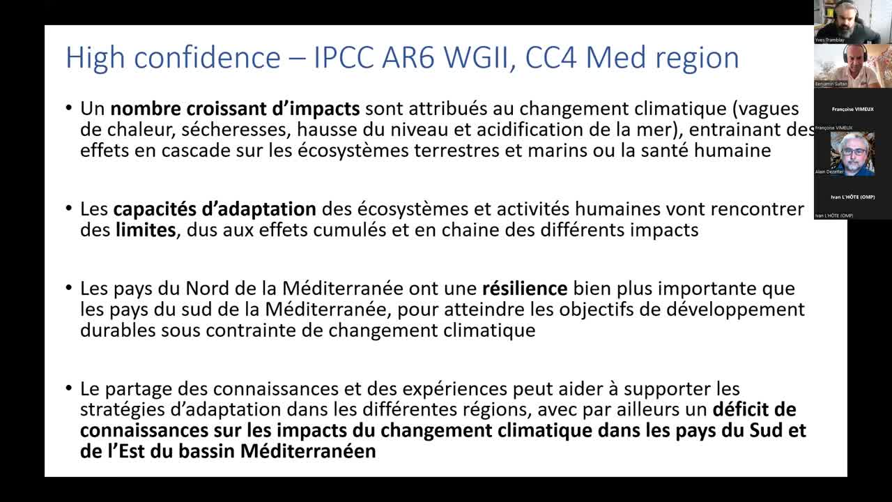 CoSavez-vous? Climat - Second volet du rapport du GIEC : impacts, adaptation et vulnérabilité - éclairages sur quelques résultats forts et focus sur la région Méditerranée