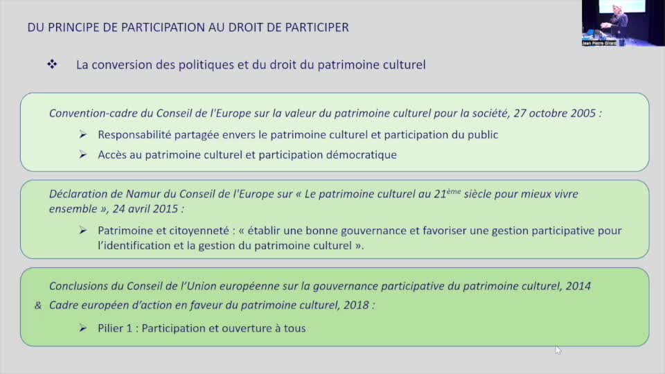 Contrôle social et droit de participer aux politiques du patrimoine. Fondements et perspectives contemporaines