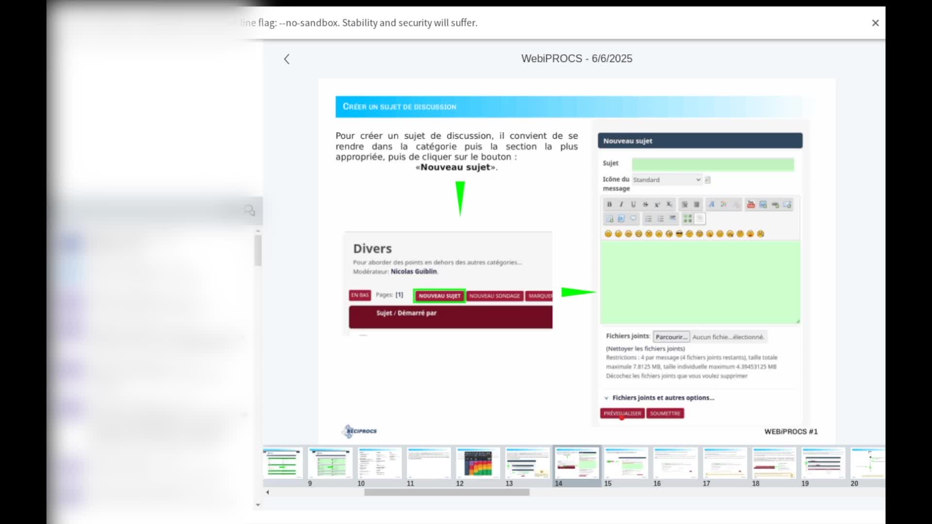 WebiPROCS n°1 - Utilisation du forum de discussion