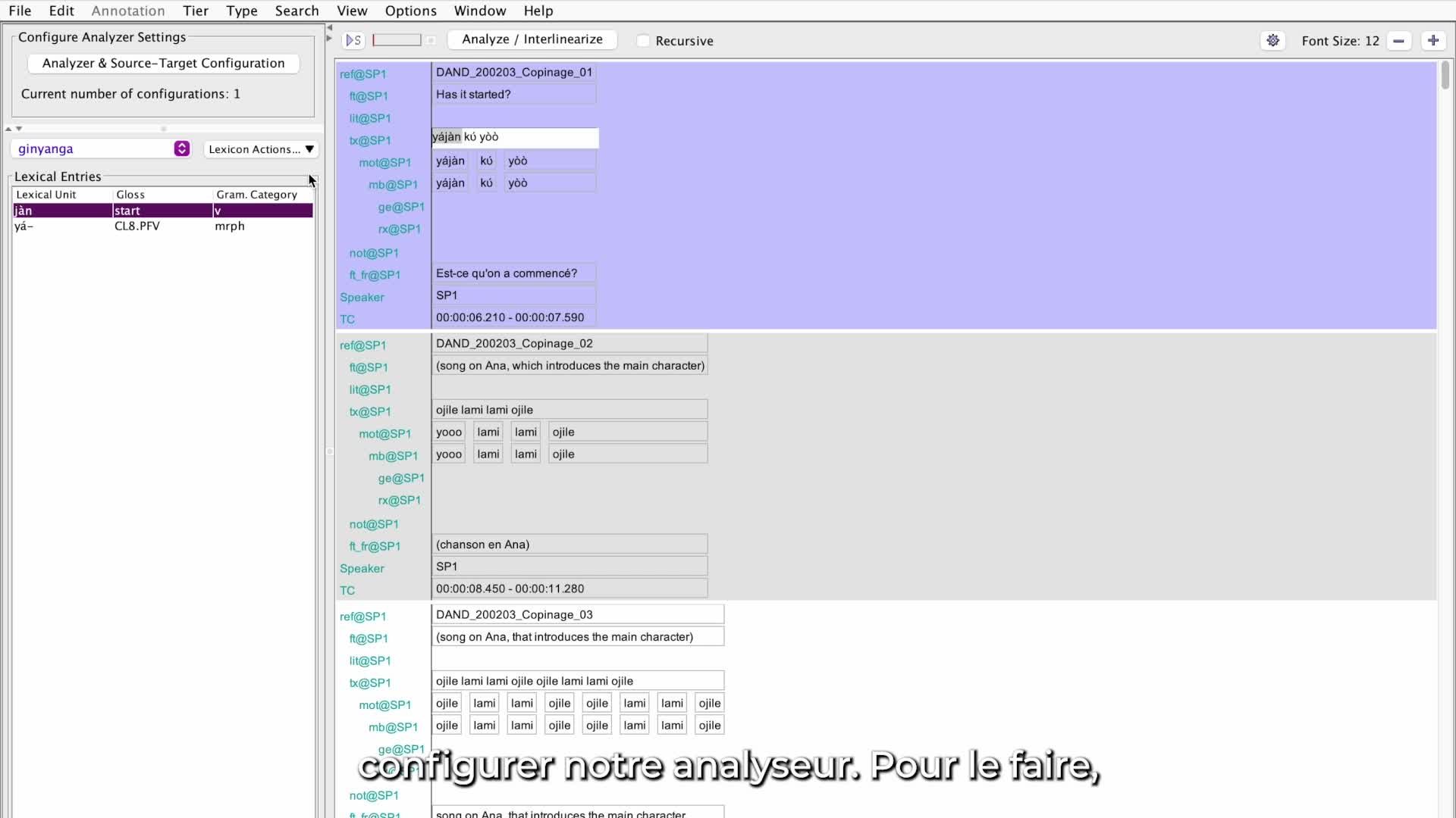 Glossing in Elan Max Planck