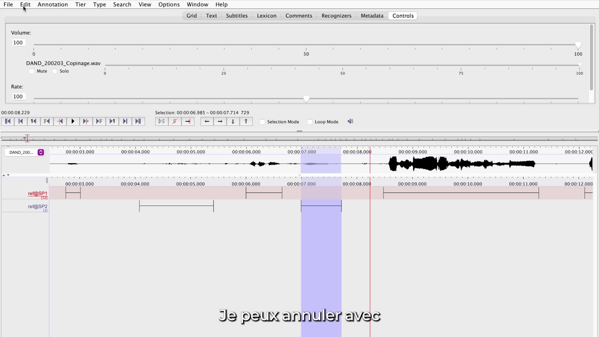  labelling of annotations in Elan