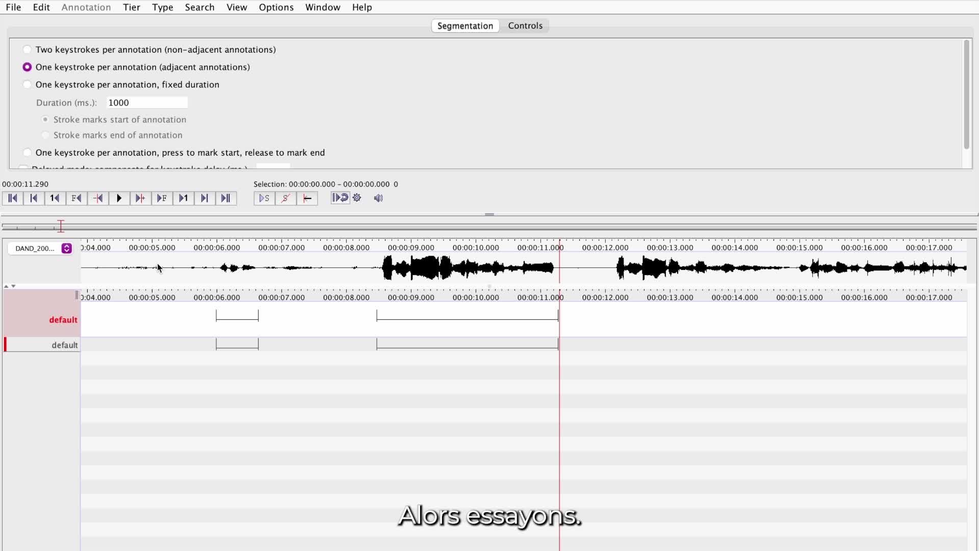 Segmentation in Elan