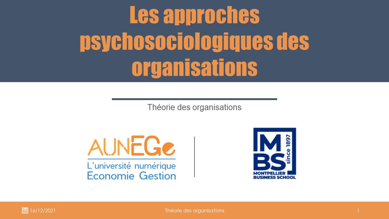 Les approches psychosociologiques des organisations