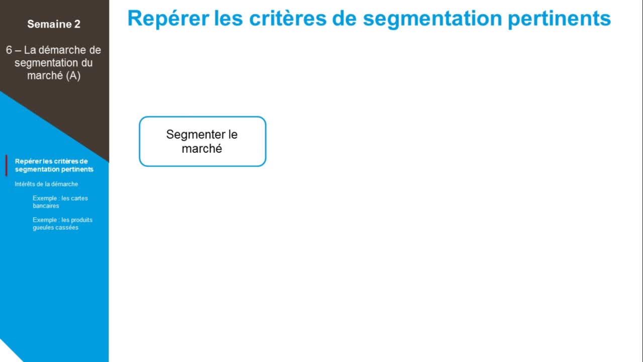 MOOC Apprendre le marketing autrement partie 2 - Partie 1.6.1 - Repérage des critères de segmentation
