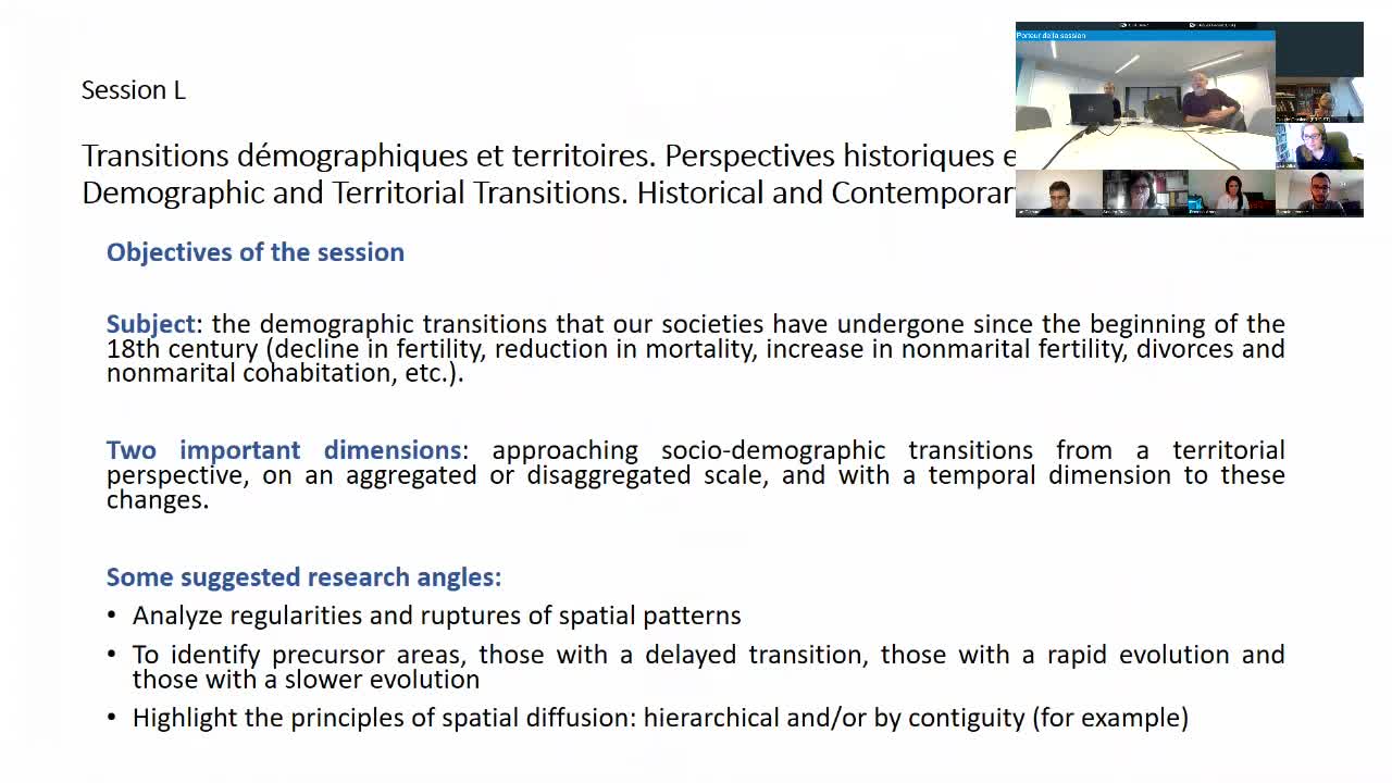 Session L1 - Transitions démographiques et territoires. Perspectives historiques et contemporaines
