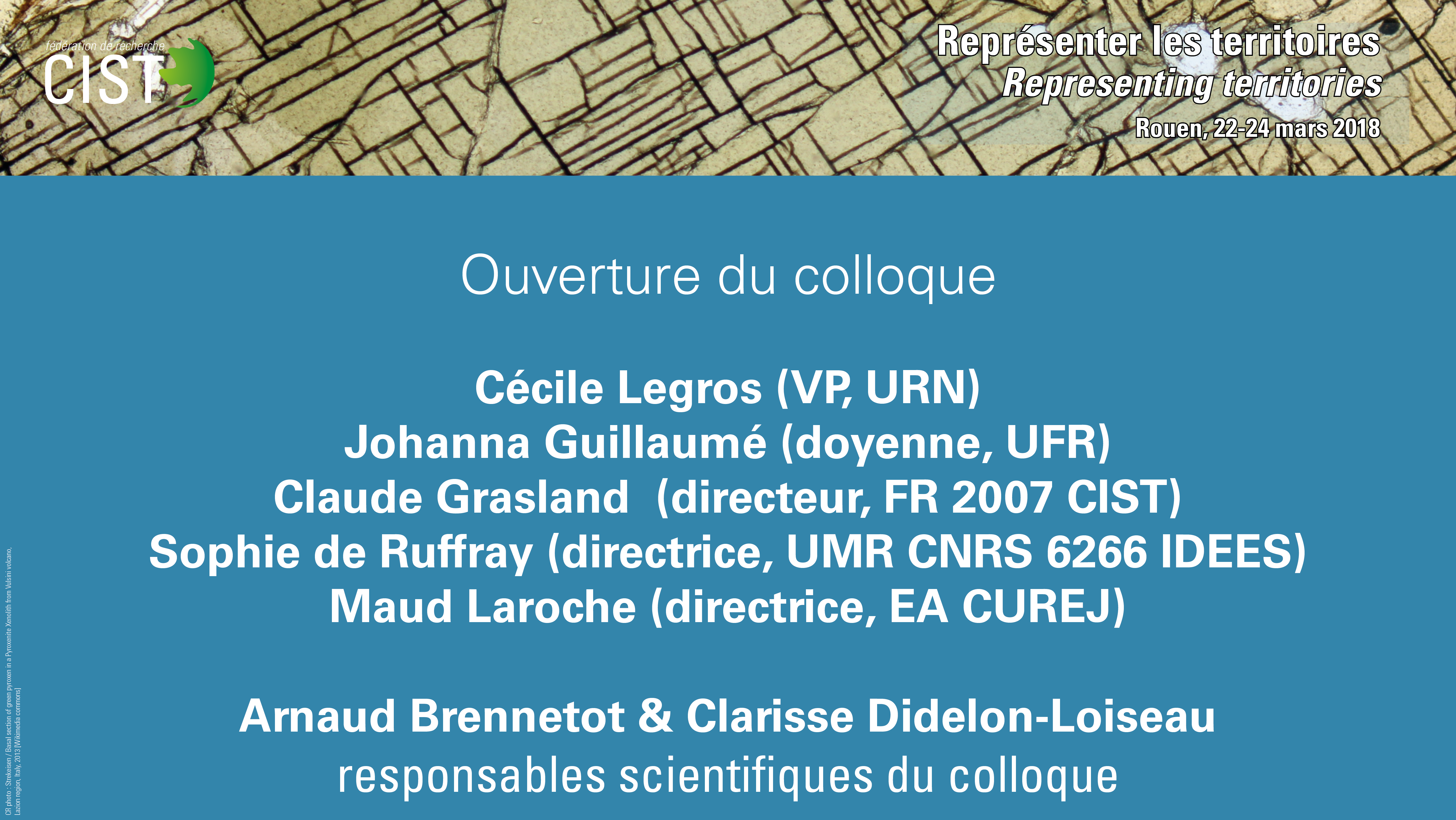 CIST2018 - Ouverture du 4e colloque international - Représenter les territoires