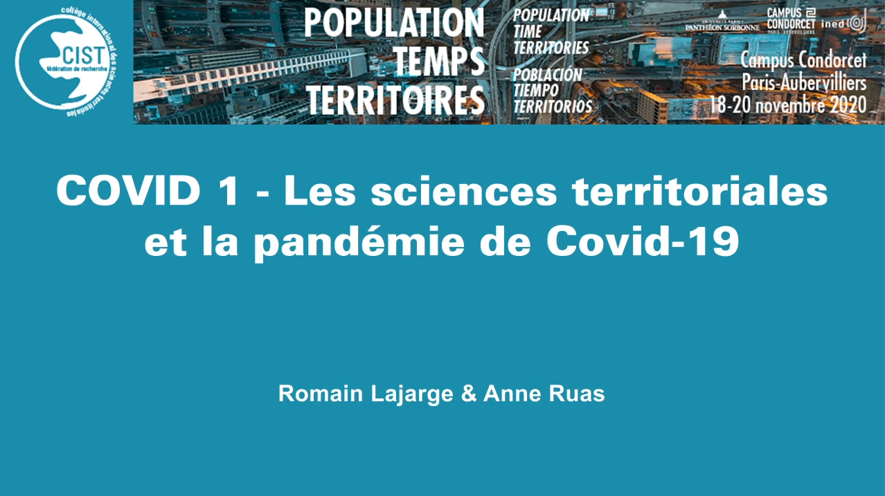 COVID 1 - Les sciences territoriales et la pandémie de Covid-19