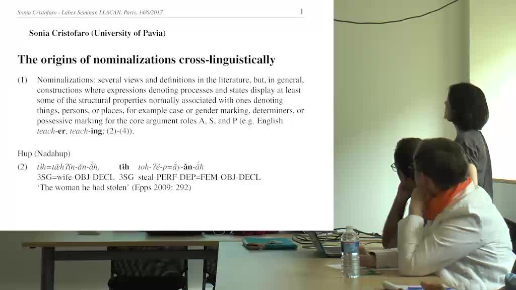 "The origins of nominalizations cross-linguistically" 
Sonia Cristofaro (University of Pavia)
Labex EFL Seminar