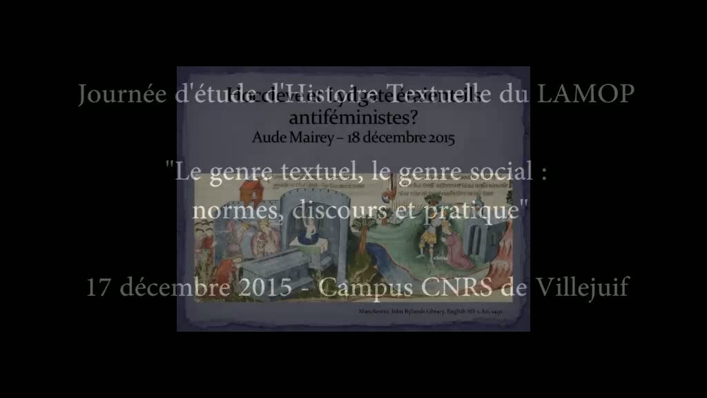 Aude Mairey (LaMOP, CNRS-Paris 1), « Hoccleve et Lydgate étaient-ils antiféministes ? »