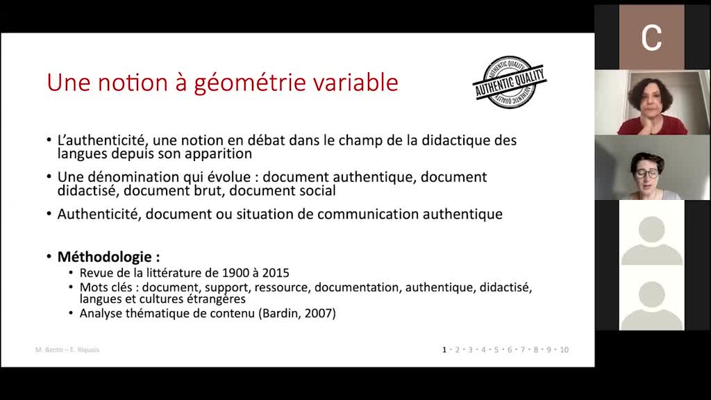 Margaret Bento et Estelle Riquois -L’authenticité : une notion à géométrie variable à travers les méthodologies