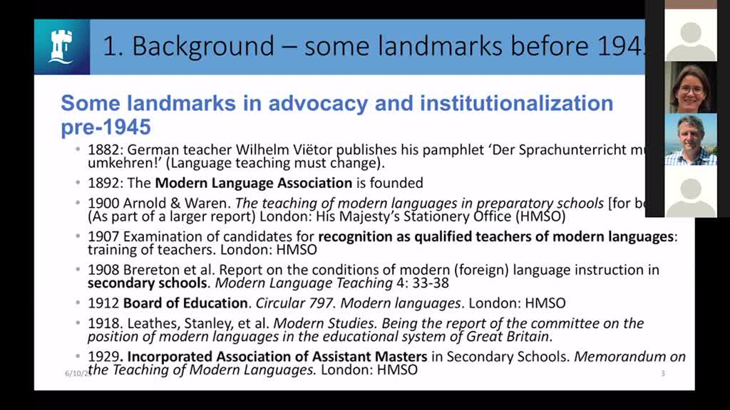Nicola MCLELLAND - The relationship between institutions, advocacy, research, policymaking, and language learning in the UK since 1945