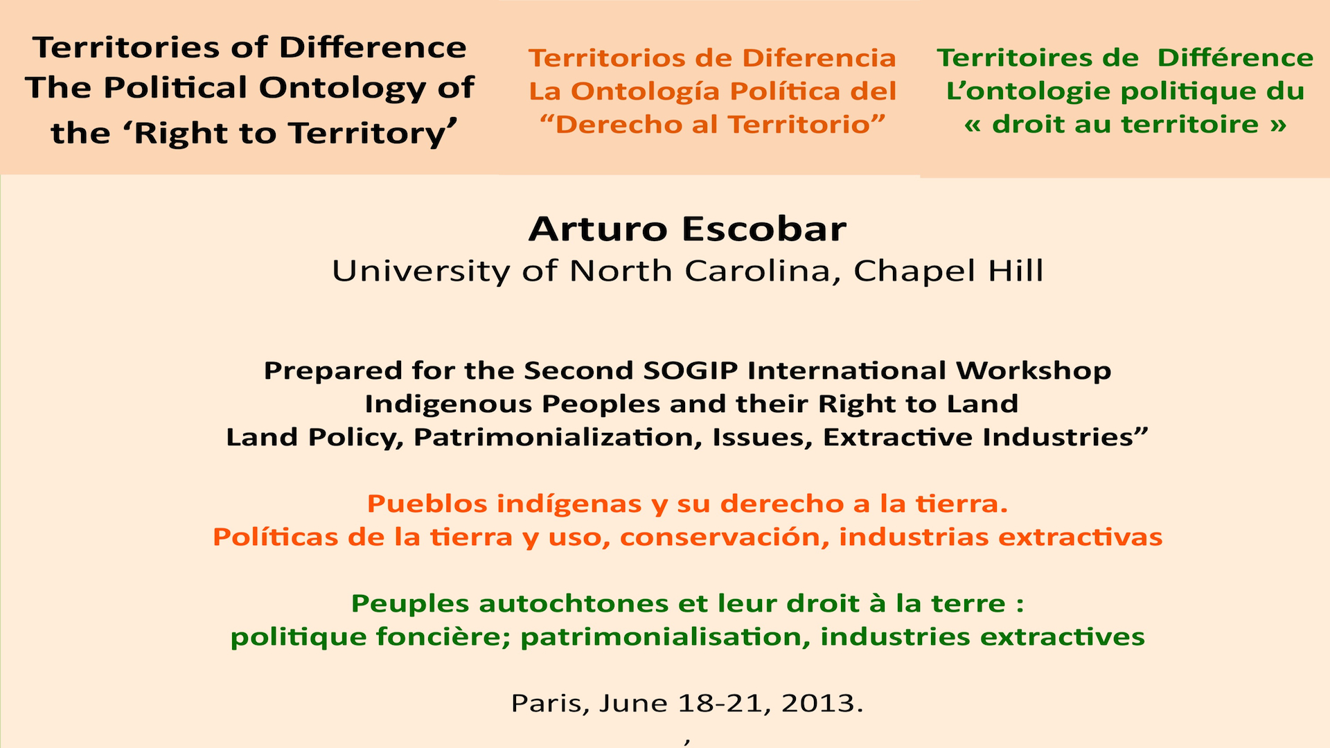 1 - Conférence du Pr. Arturo Escobar