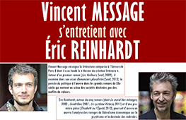 Vincent Message (MCF Université de Paris 8) s'entretient avec Eric Reinhardt (écrivain)