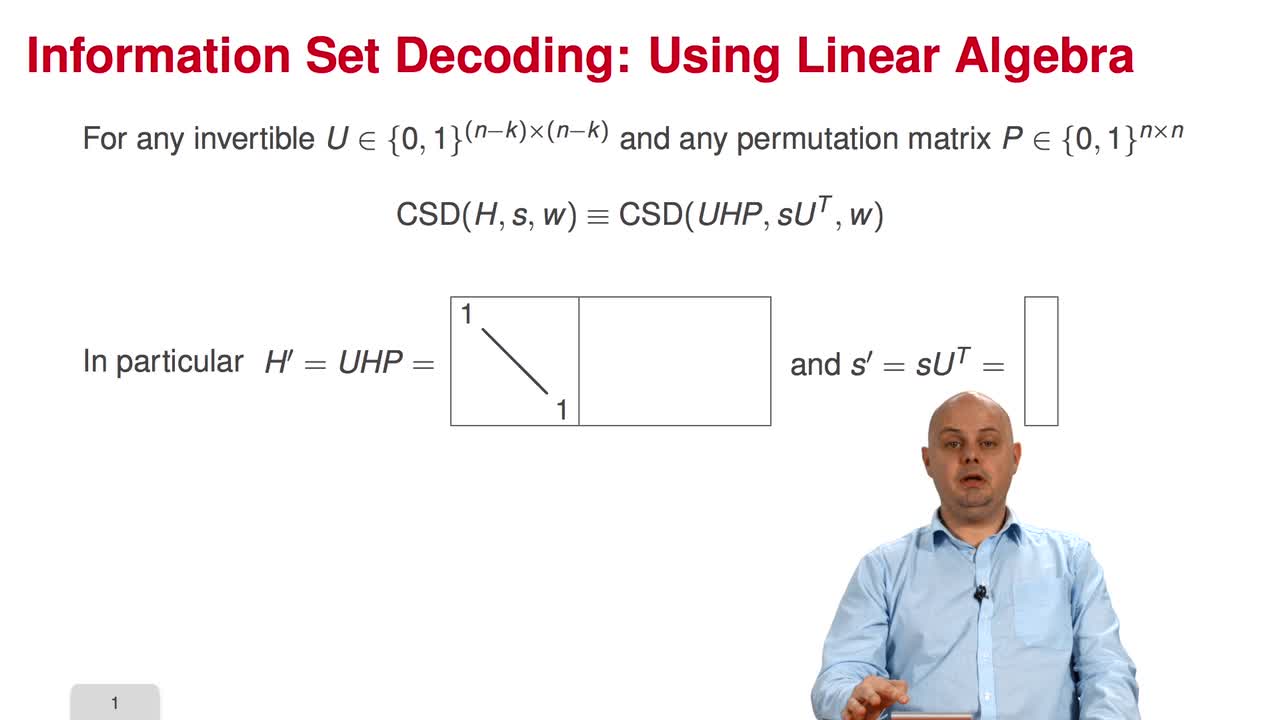 3.3. Information Set Decoding: the Power of Linear Algebra