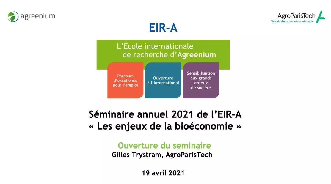 Ouverture du séminaire EIR-A 2021 (Gilles Trystram, AgroParisTech)