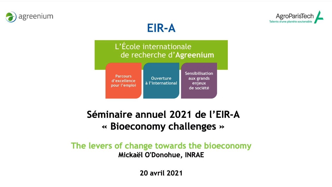The levers of change towards the bioeconomy (Mickaël O'Donohue, INRAE)