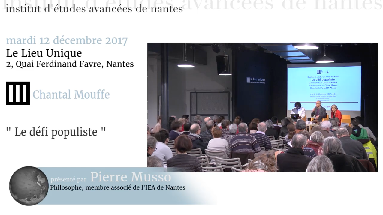 Conférence #180 IEAoLU de Chantal Mouffe : " Le défi populiste "