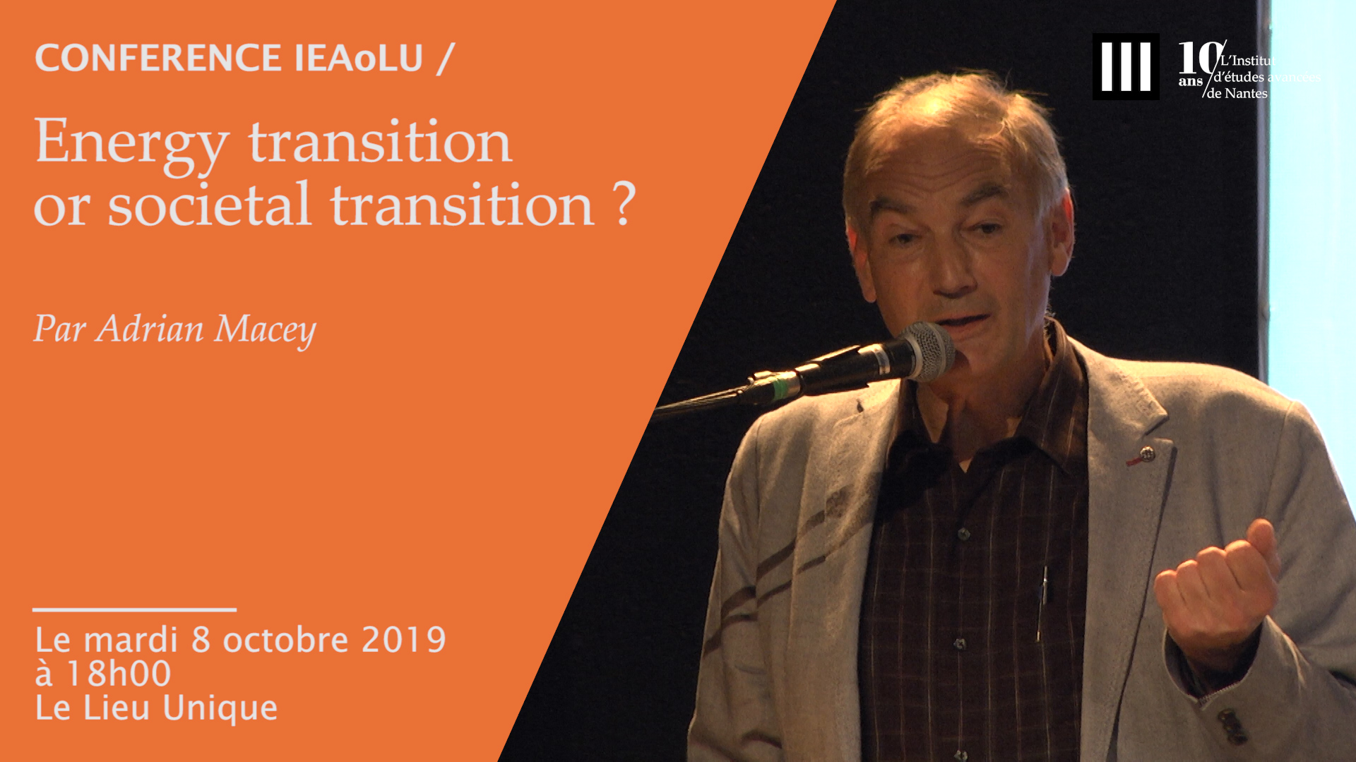 Conférence #203 d'Adrian Macey : " Energy transition or societal transition ? "
