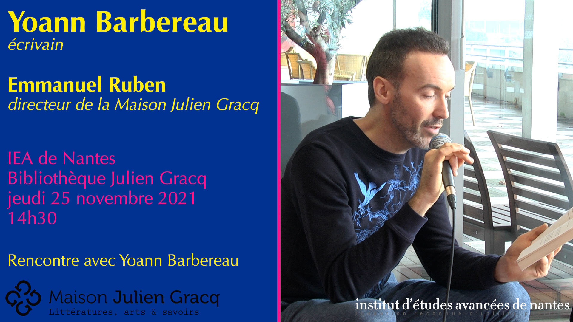 Les jeudis de la bibliothèque Julien Gracq #01 : rencontre avec Yoann Barbereau