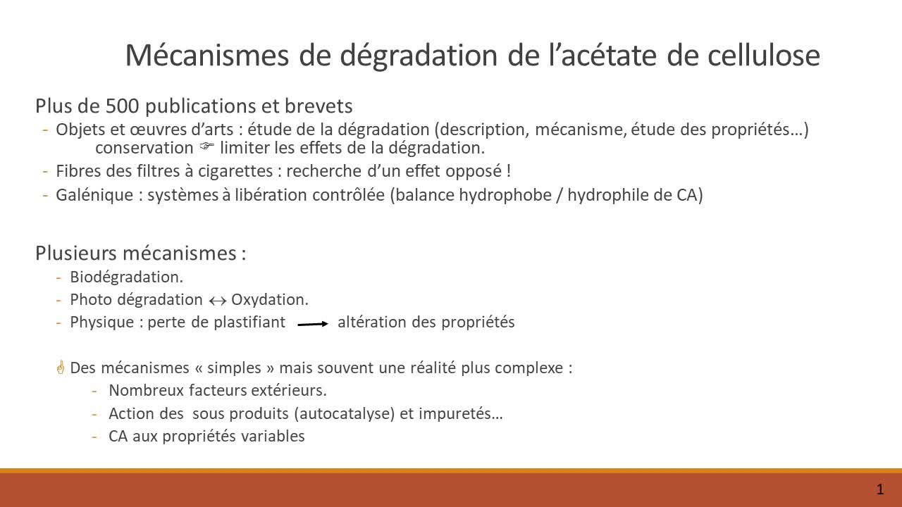 Mécanismes de dégradation de l’acétate de cellulose : cas des trames plastiques utilisées en BD