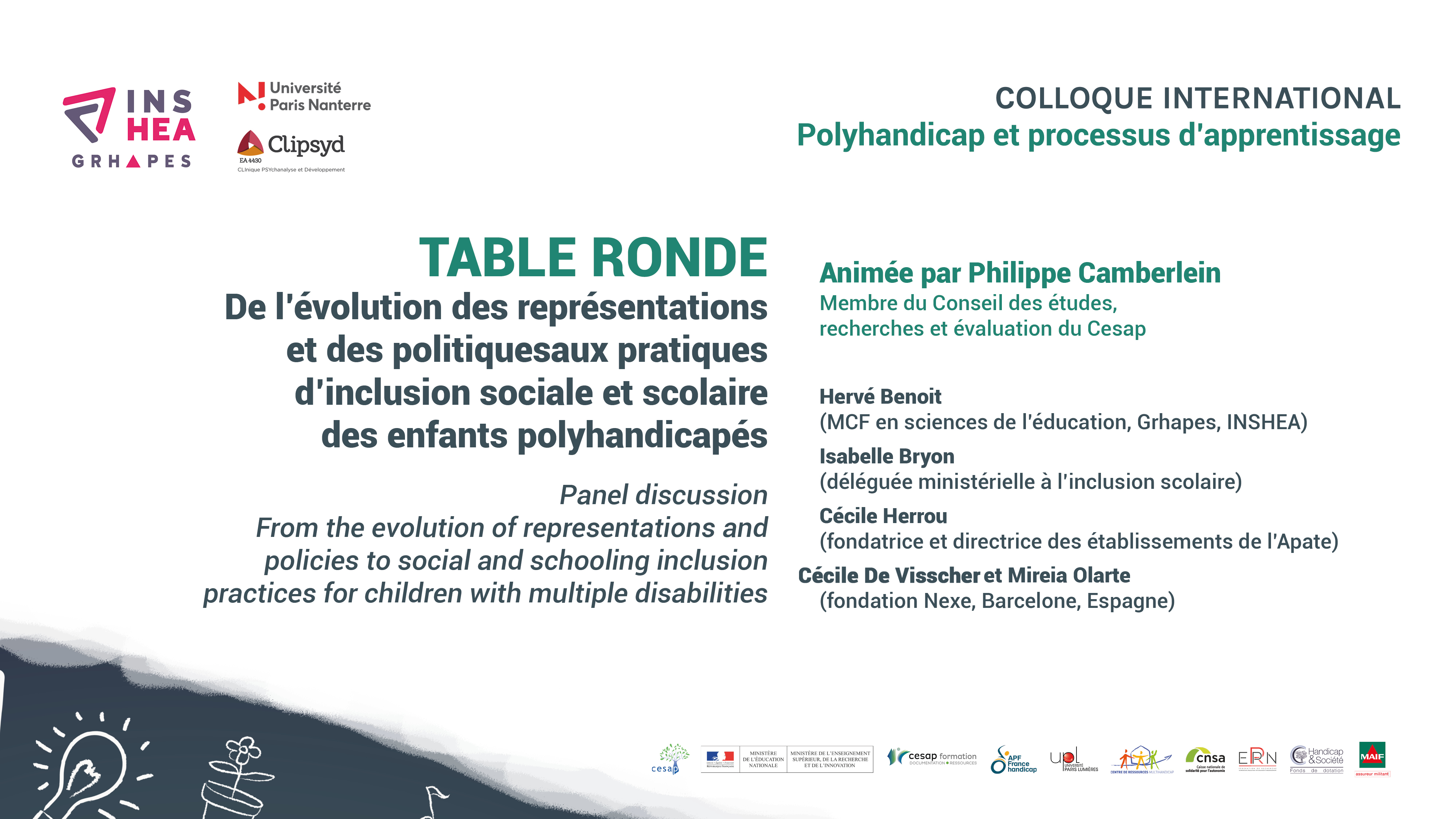 Colloque POLYHANDICAP Table ronde : Hervé BENOIT - Isabelle BRYON - Cécile HERROU - Cécile DE VISSCHER et Mireia OLARTE