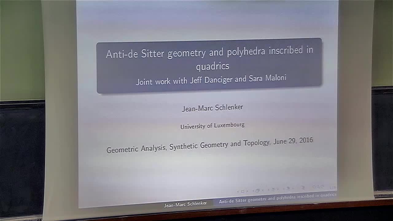 Jean-Marc Schlenker - Anti-de Sitter geometry and polyhedra inscribed in quadrics