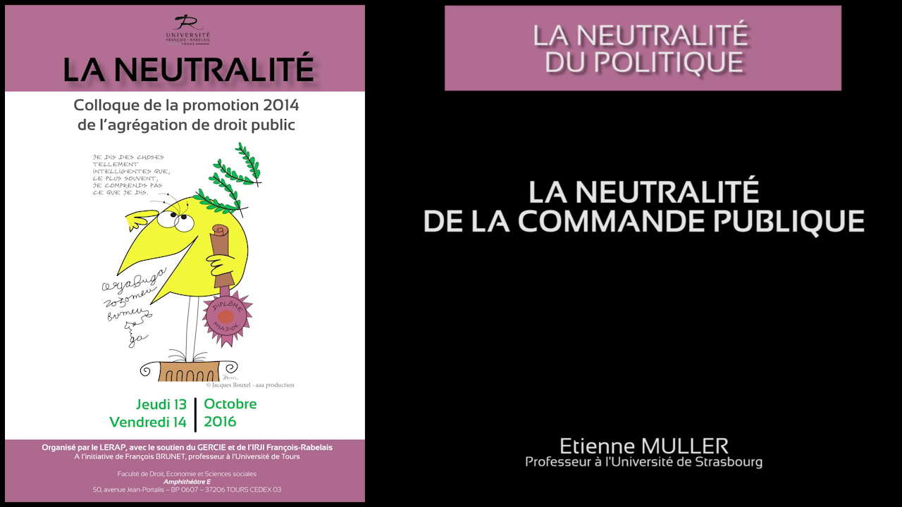 Etienne MULLER, professeur à l’Université de Dijon, Dialogue : La neutralité de l’impôt