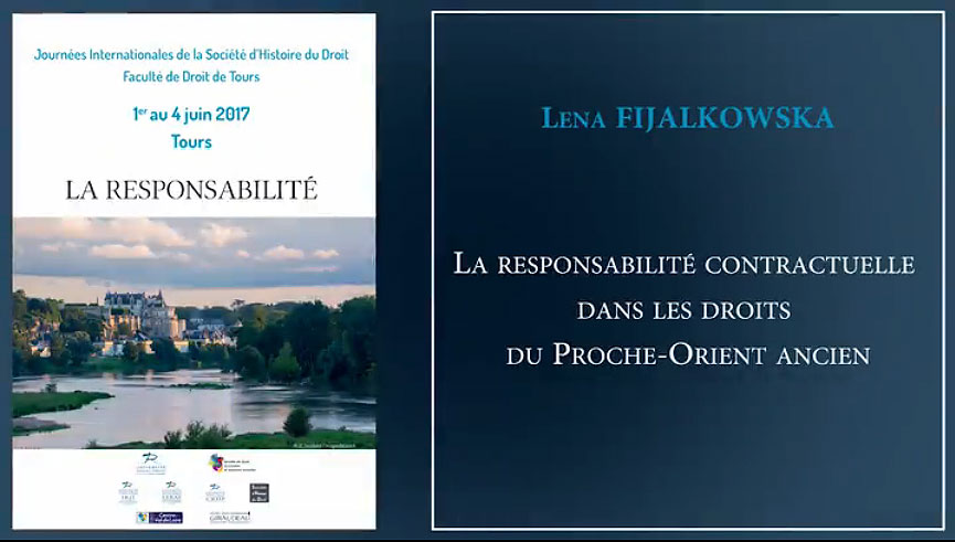 Lena FIJALKOWSKA, "La responsabilité contractuelle dans les droits du Proche-Orient ancien"