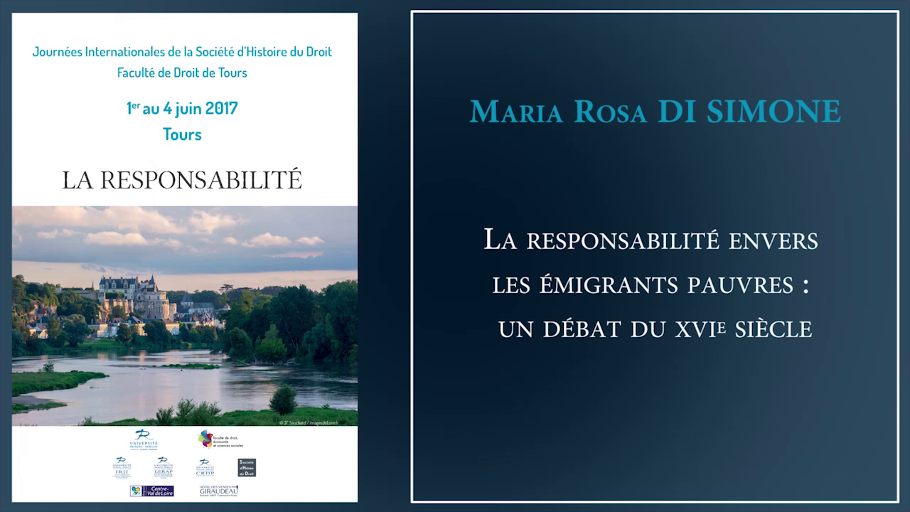 Maria Rosa DI SIMONE, "La responsabilité envers les émigrants pauvres : un débat du XVIe siècle"