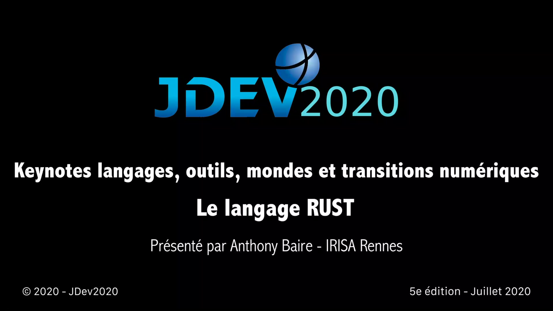 JDev2020 : Keynote : Le langage RUST