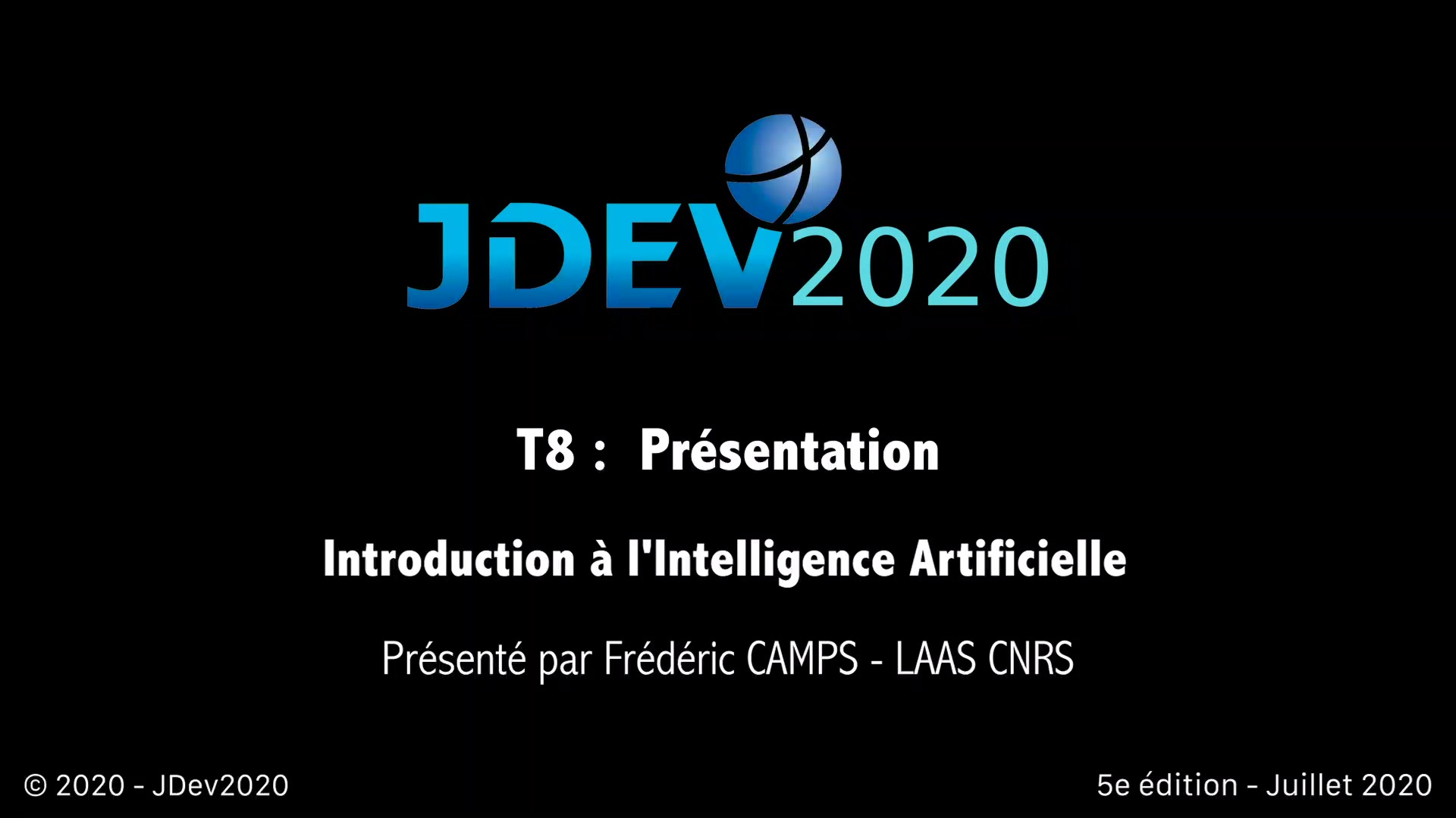JDev2020 : T8 : Introduction à l’intelligence artificielle