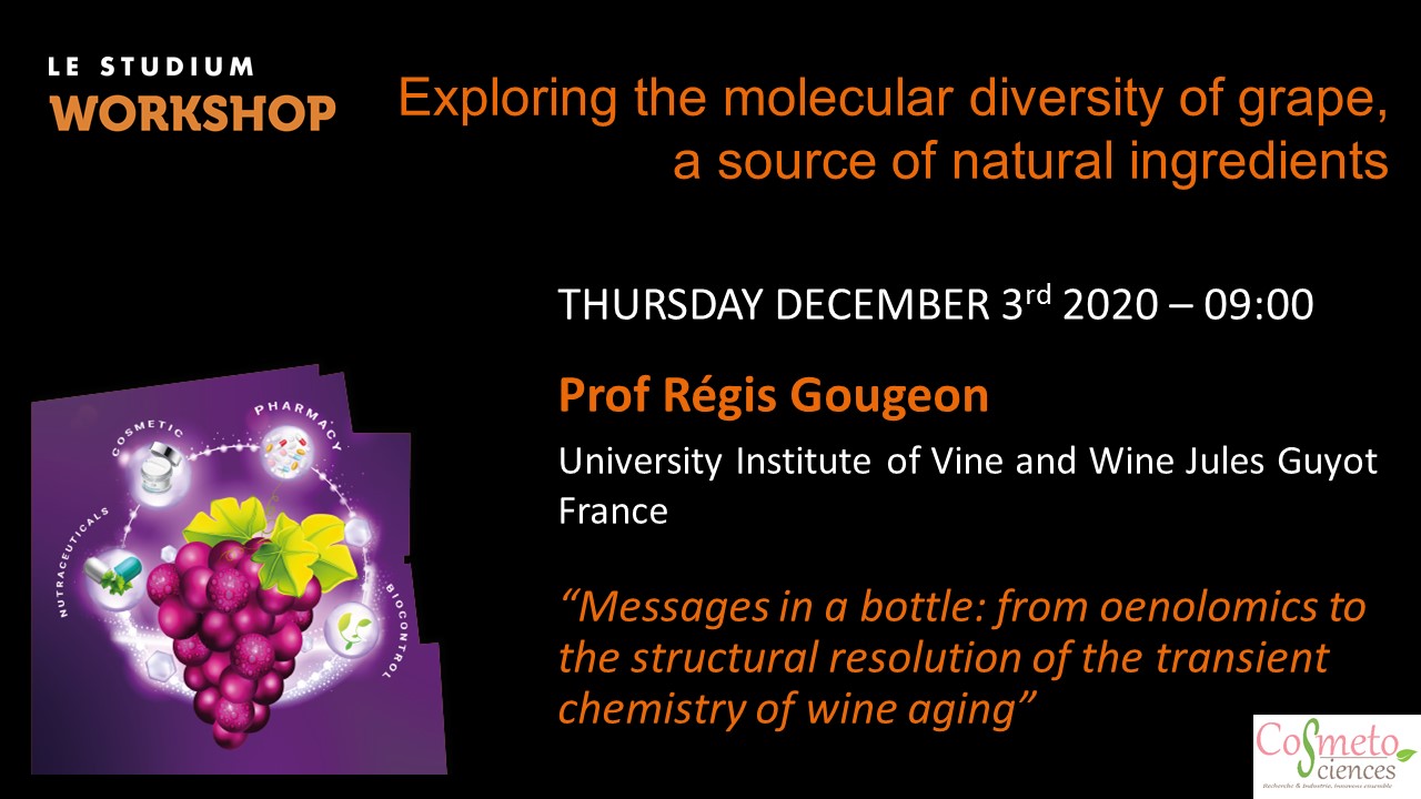 Prof Régis Gougeon - Messages in a bottle: from oenolomics to the structural resolution of the transient chemistry of wine aging