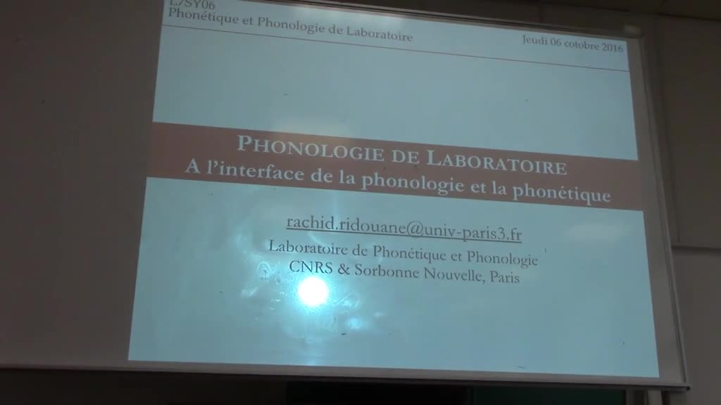 Phonétique et Phonologie de Laboratoire - CM3 - A l interface de la phonologie et de la phonetique la syllable (Rachid Ridouane 2016)