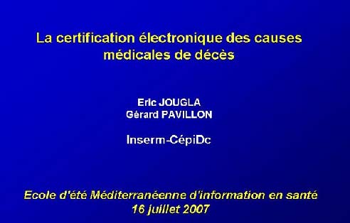 EEMIS 2007 : Le projet des certificats de décès électroniques