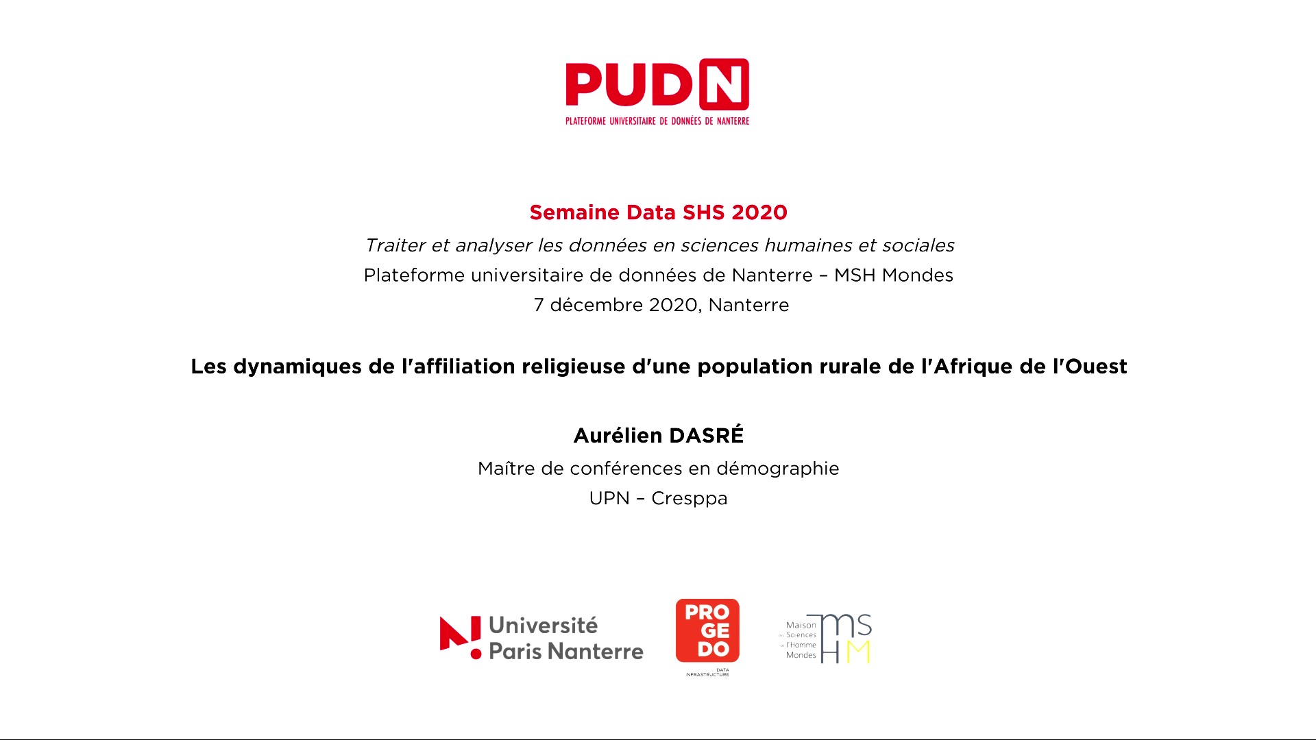 2020 - Les dynamiques de l'affiliation religieuse d'une population rurale de l'Afrique de l'Ouest - PUDN
