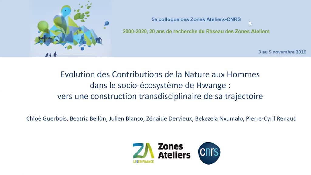 Conférence plénière - Evolution des contributions de la nature aux hommes dans le socio-écosystème de Hwange : vers une construction transdisciplinaire de sa trajectoire