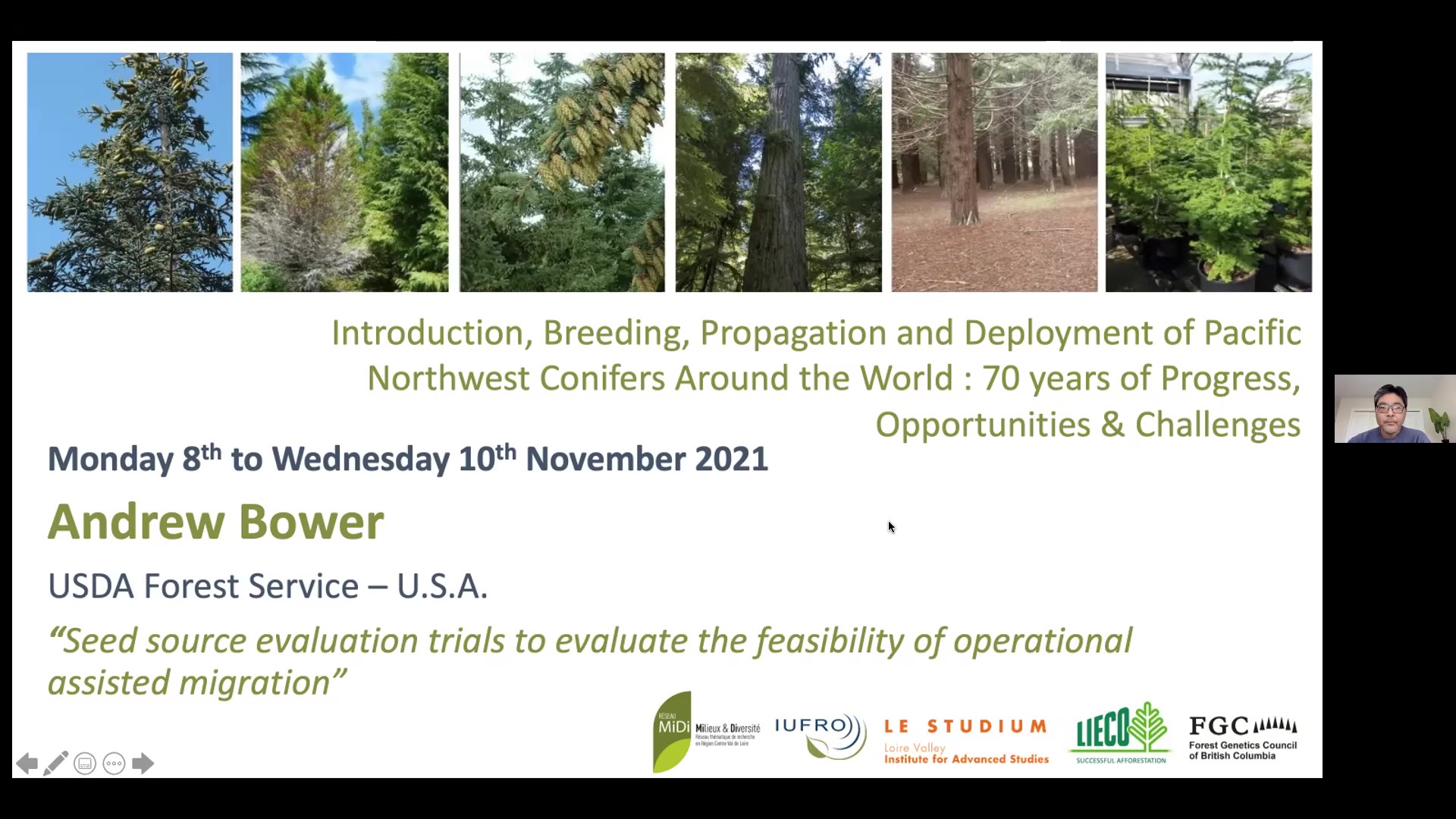 Two posters : Seed source evaluation trials to evaluate the feasibility of operational assisted migration /Establishment of white pine blister rust resistant seed orchards for whitebark pine in the 
Pacific Northwest - Andrew Bower