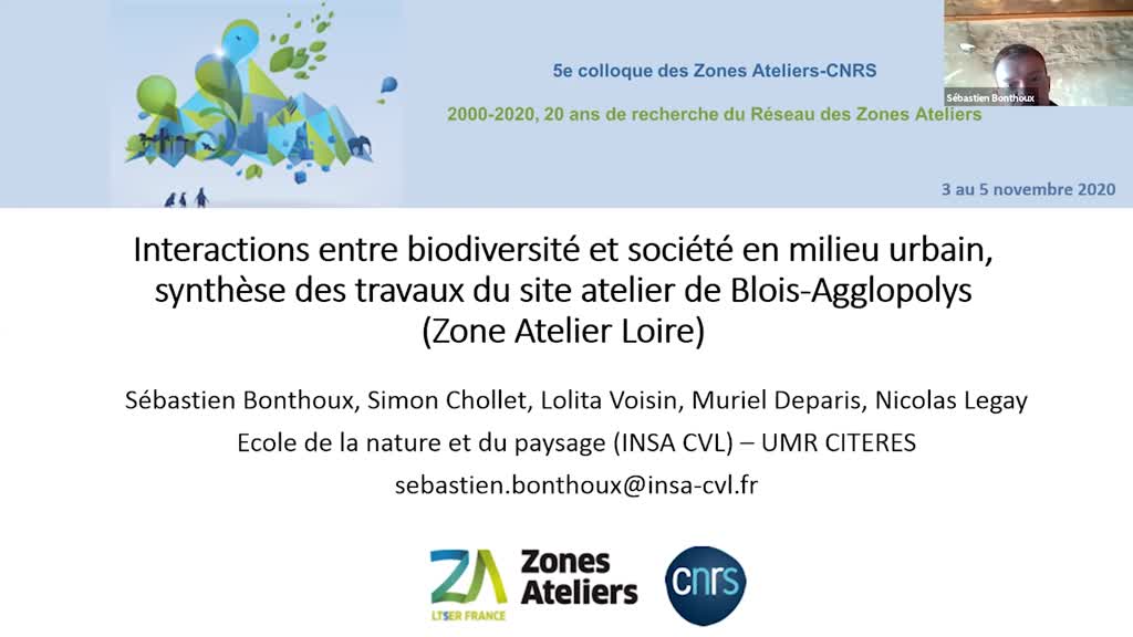 Interactions entre biodiversité et société en milieu urbain, synthèse des travaux du site atelier de Blois-Agglopolys
