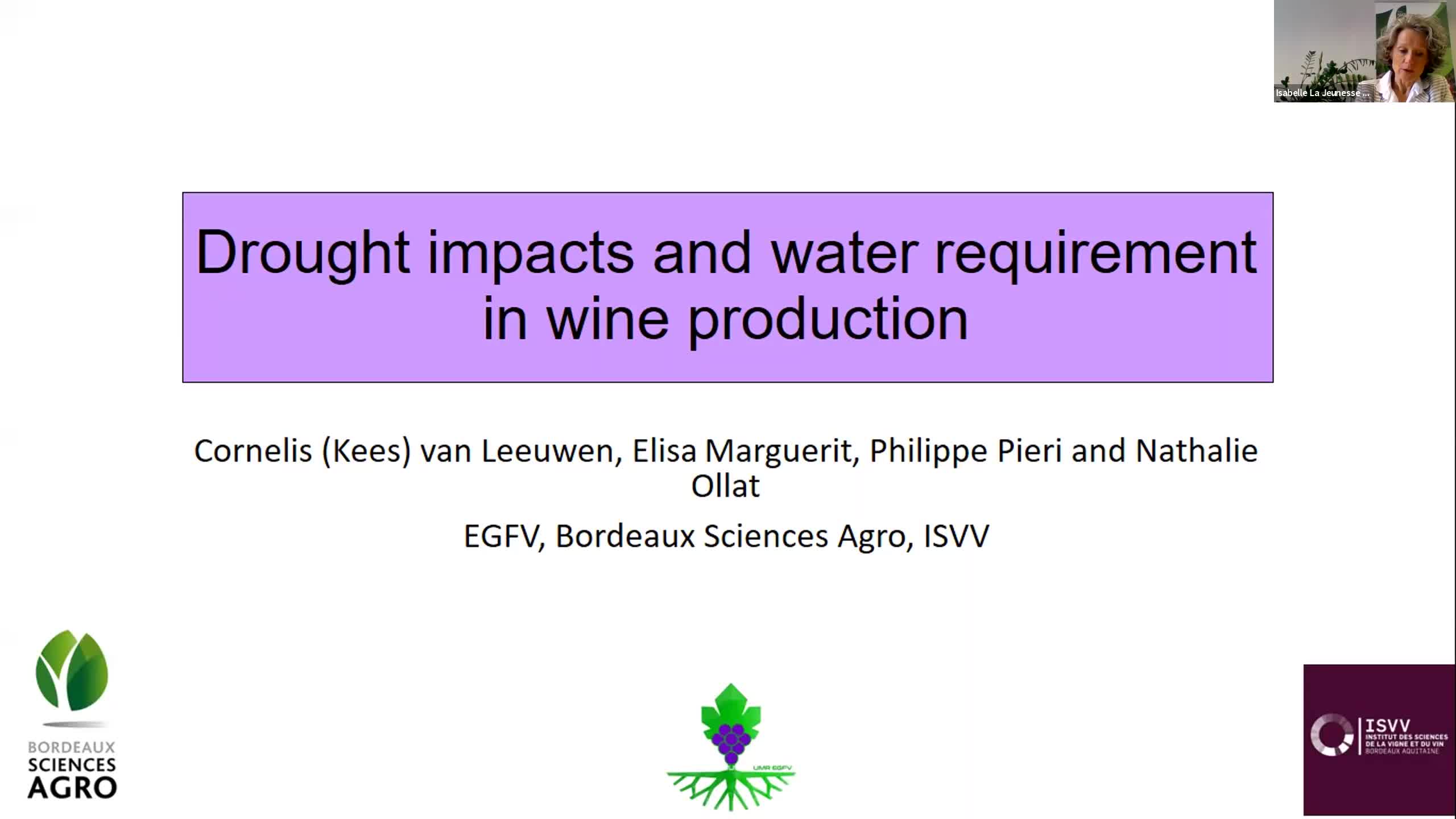 S3- Drought impacts and water requirement in wine production