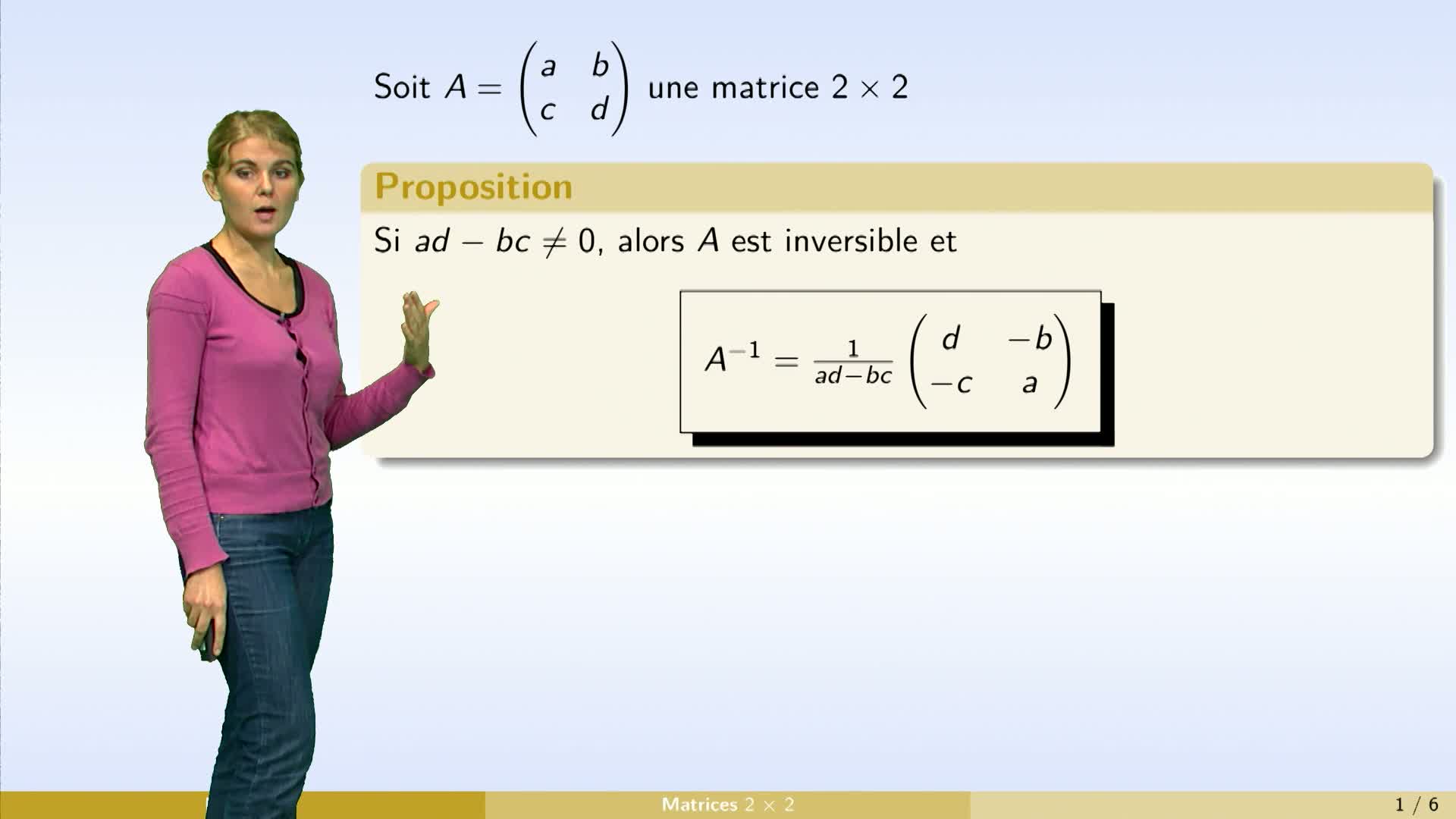 Matrices - partie 4 : inverse d'une matrice : calcul