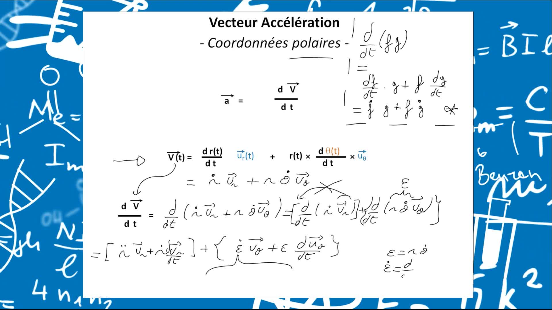 Remediation - Vecteurs position, vitesses et accélérations décrits en coordonnées cartésiennes et polaires - VIDEO 16-Accélération en coordonnée polaire-1ere partie