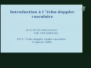 DIU d'Echocardiographie - Introduction à l'écho-doppler vasculaire