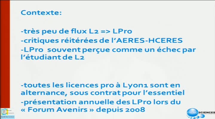 28e Colloque PromoSciences - Exemples de dispositifs Licence professionnelle - Licence