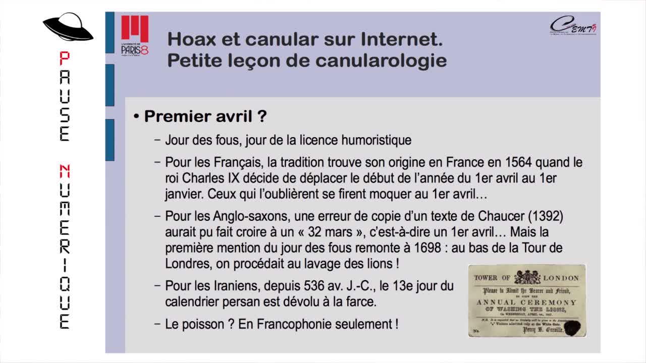 La pause numérique de Paris 8 - Hoax et canular sur Internet. Petite leçon de canularologie