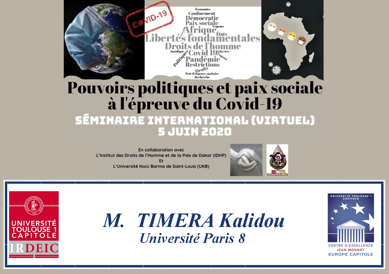 "Impact du Covid-19 : Etude de cas de la Diaspora Africaine", M. Kalidou TIMERA, politologue, Université Paris 8