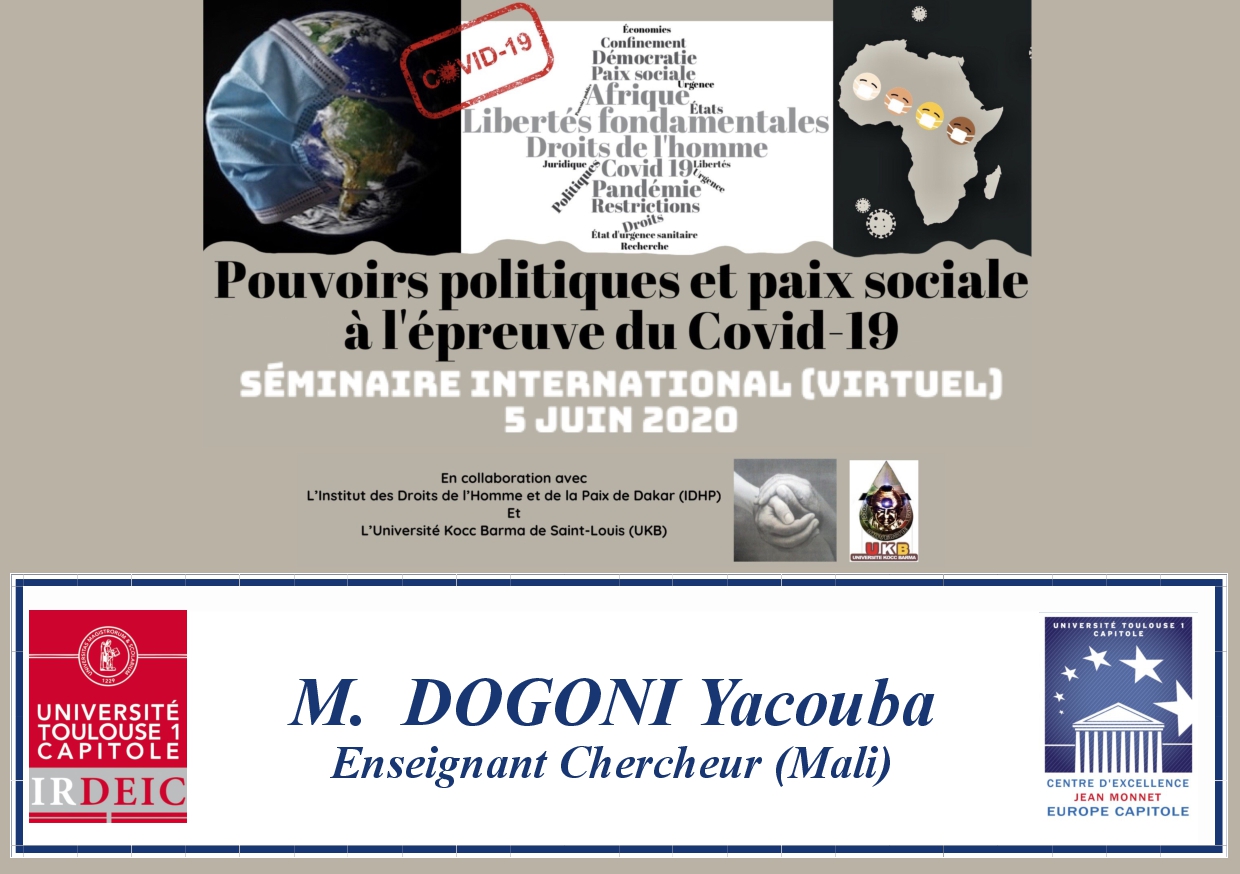 "Le Covid-19 entre décisions politiques et mouvements de contestations au Mali", Yacouba DOGONI, Enseignant Chercheur (Mali)