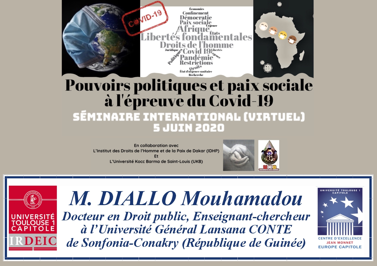 "Lutte contre le COVID-19 en Afrique : Réflexion sur les actes des autorités guinéennes", M. Mouhamadou DIALLO, Enseignant-chercheur à l’Université Général Lansana CONTE de Sonfonia-Conakry (République de Guinée)